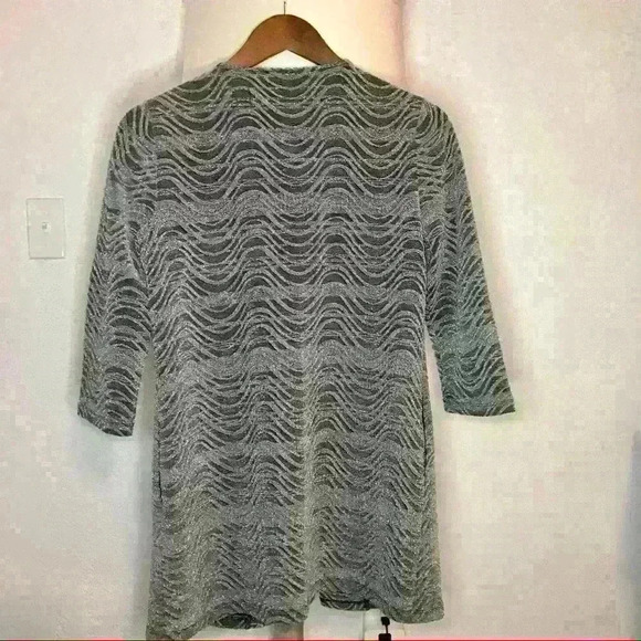 Chico's Travelers Evening Exquisite Metallic Spark Long Fly-Away Jacket … - Picture 5 of 8